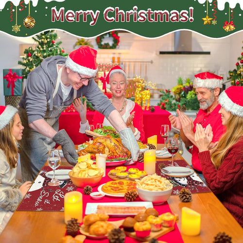 6 Stück Platzset Weihnachten Abwaschbar, Tischset Weihnachten Leinen