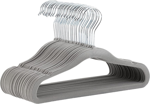 Amazon Basics Kinder-Kleiderbügel aus Samt, 29,5cm, 30er-Pack, Grau