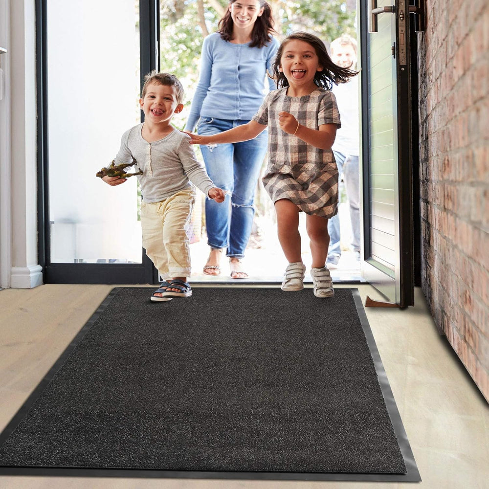 Floordirekt Schmutzfangmatte Monochrom | Fussmatte in 10 Größen & 8 Farben | Türmatte für innen & außen (40 x 60 cm, Schwarz)