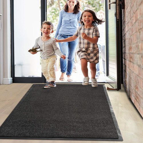Floordirekt Schmutzfangmatte Monochrom | Fussmatte in 10 Größen & 8 Farben | Türmatte für innen & außen (40 x 60 cm, Schwarz)