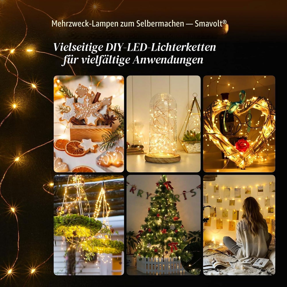 2 Stück Led Lichterkette mit USB, Wasserdicht, 5M 50er Micro Silver LED