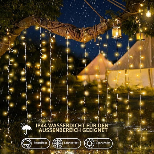 LED Lichtervorhang Innen 1x1m,Lichterkette Vorhang mit Fernbedienung