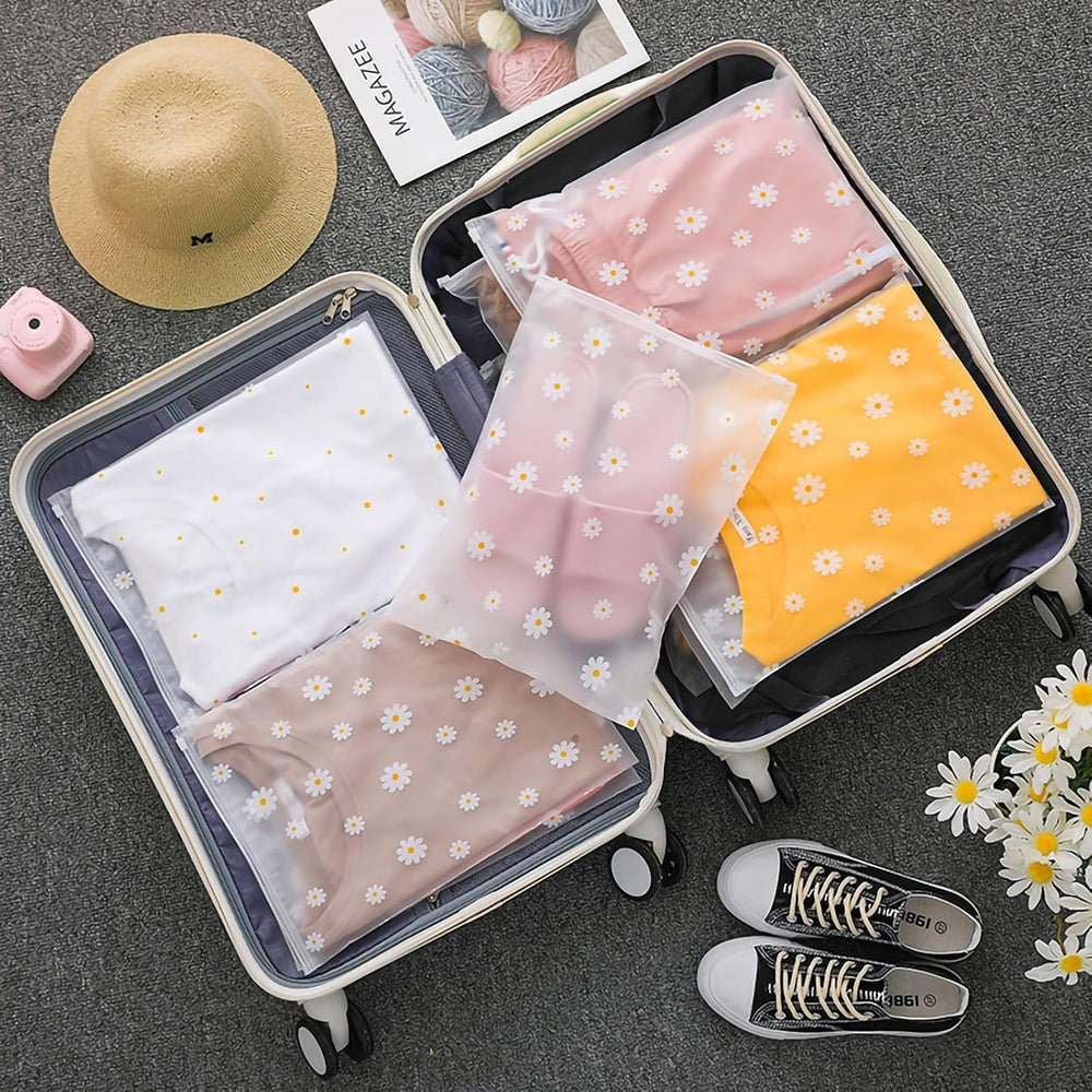 KEYRI 20 Stücke Reise Kleidertaschen Organizer Zip Beutel Kleidung Tasche Reisebeutel Aufbewahrungstasche für Kleidung Unterwäsche Handtuch Schuhe Kosmetik Wasserdichte Tasche Krankenhaus (Blumen)