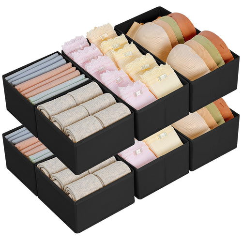 DIMJ 4 Stück Schubladen Ordnungssystem Schubladen Organizer, Faltbare Aufbewahrungsbox Stoff, Schubladeneinsätze für Kleiderschränke, Kleiderschrank Organizer für Kleidung, Hellgrau