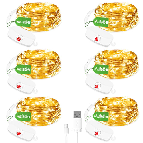 Mini Lichterkette aufladbar, 5M 50LED, Warmweiß