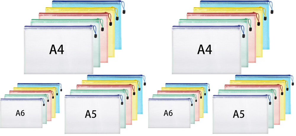 Hemiks 15 Stück Dokumententaschen A4+A5+A6, Dokumentenmappe Wasserabweisend