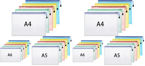 Hemiks 15 Stück Dokumententaschen A4+A5+A6, Dokumentenmappe Wasserabweisend