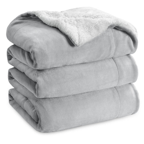 BEDSURE Sherpa Kuscheldecke Flauschig 150x200 - Sofadecke, Grau