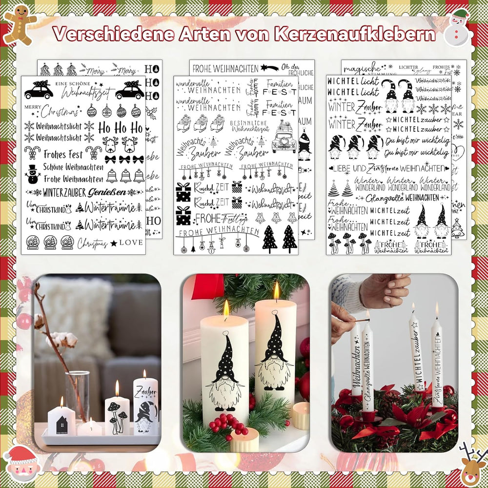 Kerzentattoos Weihnachten & Advent – Kerzen Sticker Set für DIY Deko