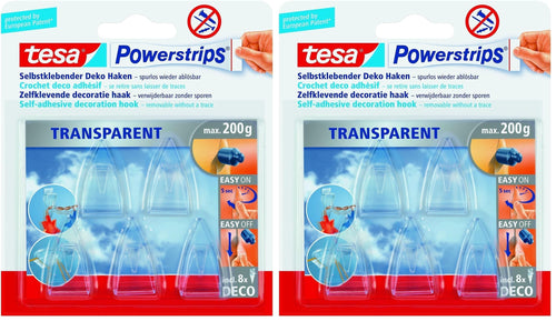 tesa Deko Haken für transparente Oberflächen und Glas - 1 x 2 Haken