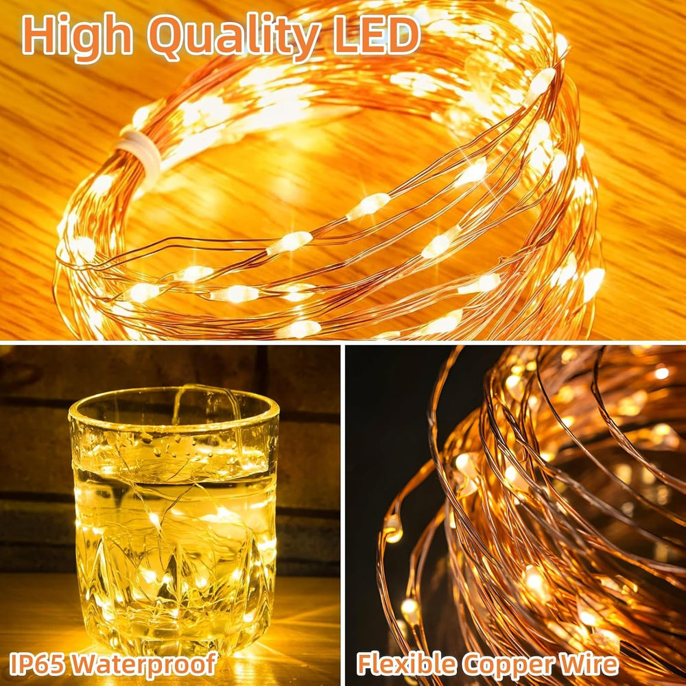 2 Stück Led Lichterkette mit USB, IP65 Wasserdicht, 5M 50er Micro LED Kupferdraht Lichterkette, Wasserdicht Weihnachten Weihnachtsbaum Lichterketten für Party, Garten, Hochzeit, Deko, Warmweiß
