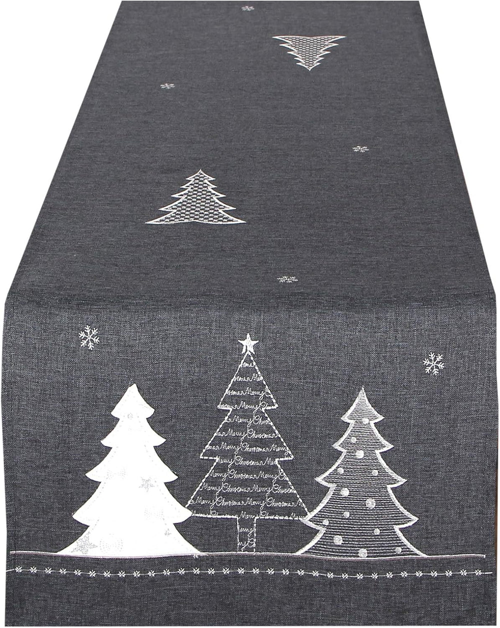 Tischläufer WINTERWALD grau, 40x140 cm, Moderne Tischdecke zu Weihnachten