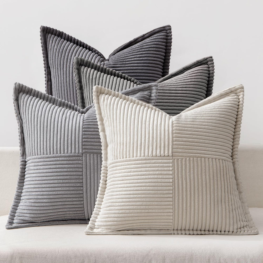 MIULEE 4er Set Kissenbezug 40×40cm Kordsamt Biese Patchwork Grüne Serie