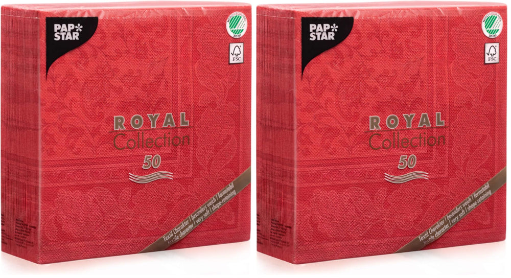 Papstar 50x Royal Collection Servietten Rot Ornaments 40 x 40 cm