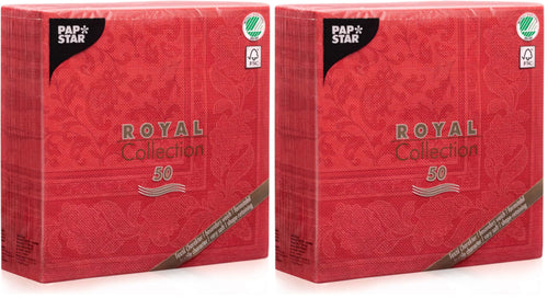 Papstar 50x Royal Collection Servietten Rot Ornaments 40 x 40 cm