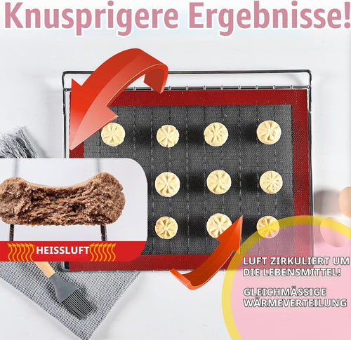 KitchenRaku Rechteckig Backmatte aus Silikon,Antihaftbeschichtung Silikon Backmatte Dauerbackfolie Wiederverwendbar Backfolie Silikonmatte BPA frei (Brillantes Schwarze 1PCS, 30x40cm)