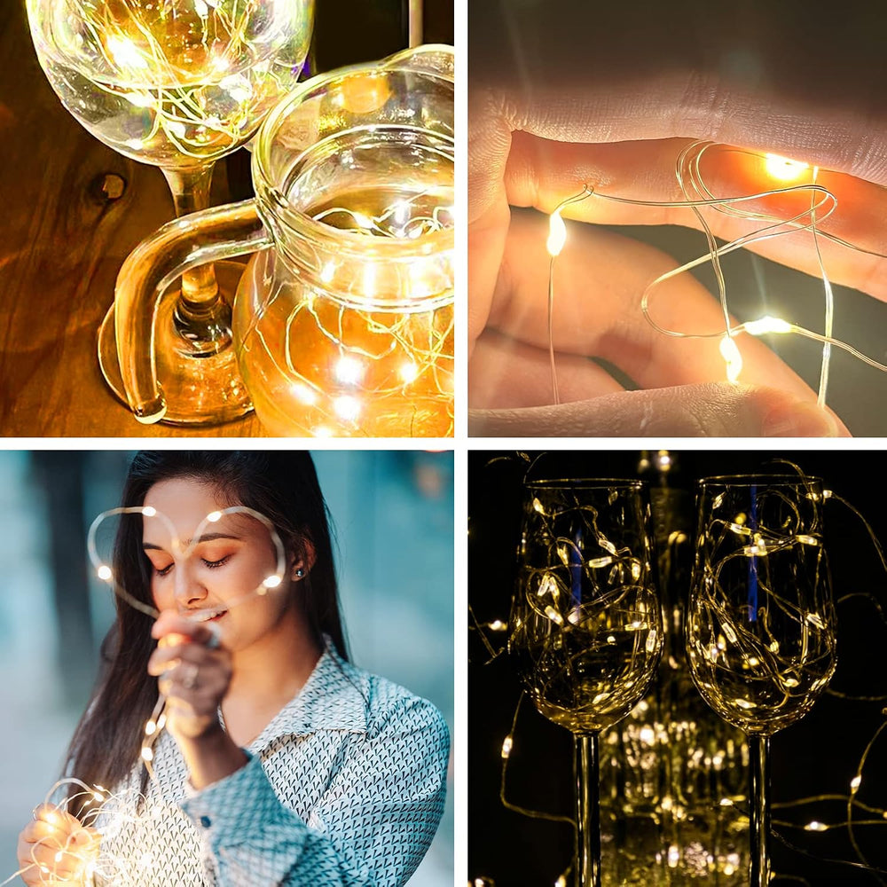 Jsdoin LED Mini Lichterkette mit Batterie, 6x20er Micro außen Lichterkette