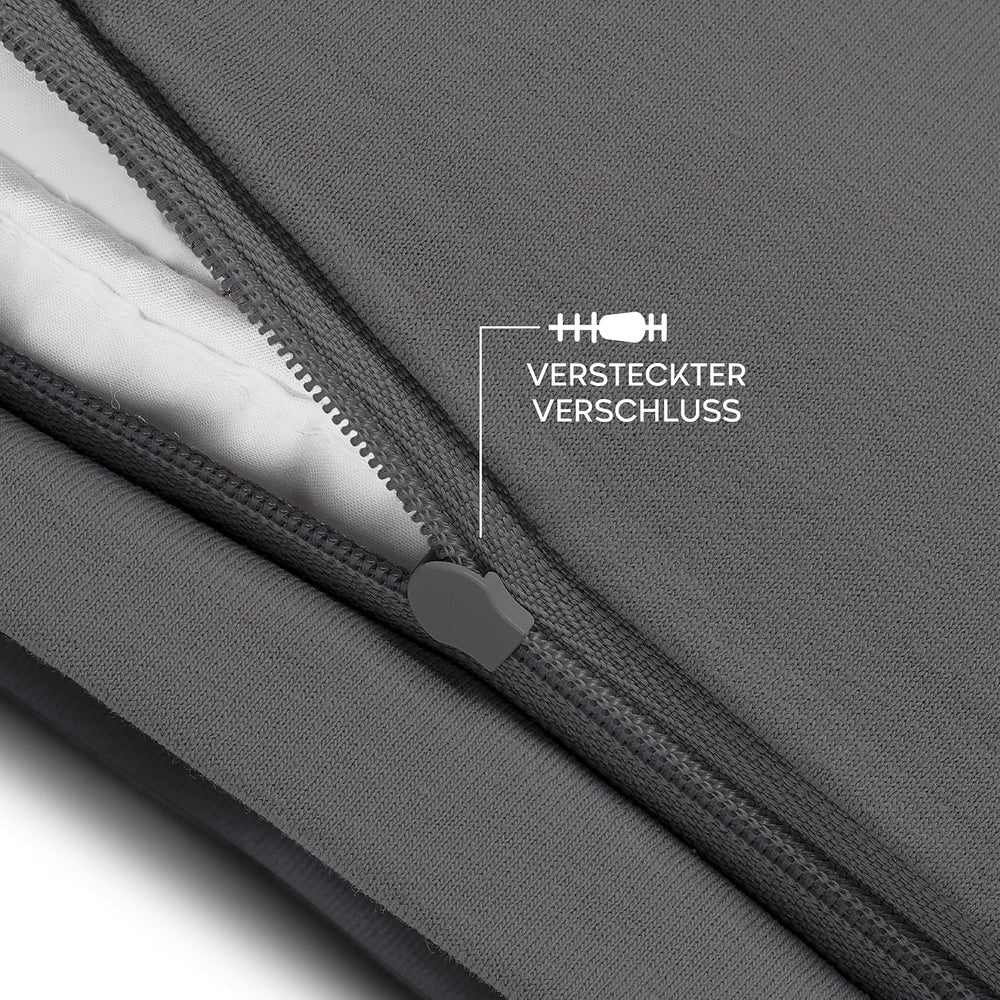 Twinzen - Kissenbezug 40x40cm - 2er Set - 100% Baumwolle - Anthrazit