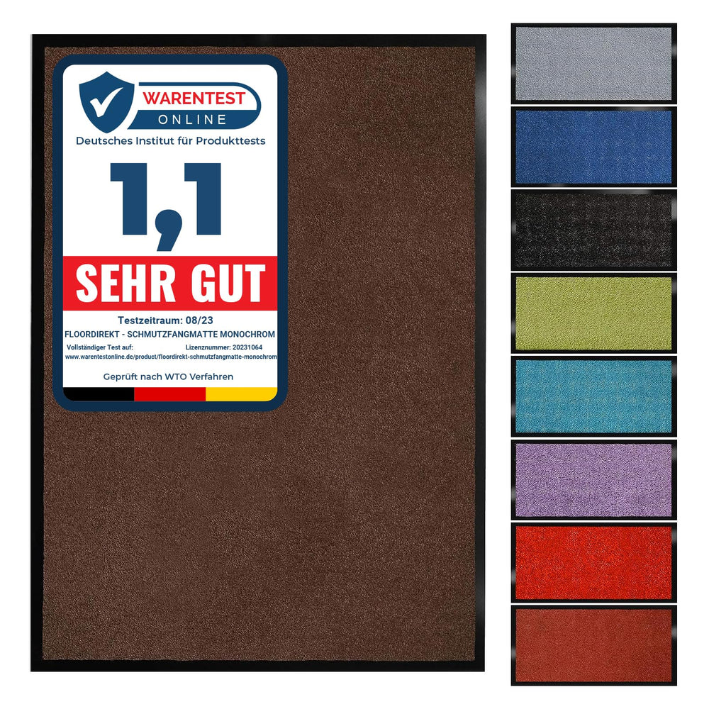 Floordirekt Schmutzfangmatte Monochrom | Fussmatte in 10 Größen & 8 Farben | Türmatte für innen & außen (40 x 60 cm, Schwarz)