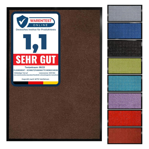 Floordirekt Schmutzfangmatte Monochrom | Fussmatte in 10 Größen & 8 Farben | Türmatte für innen & außen (40 x 60 cm, Schwarz)