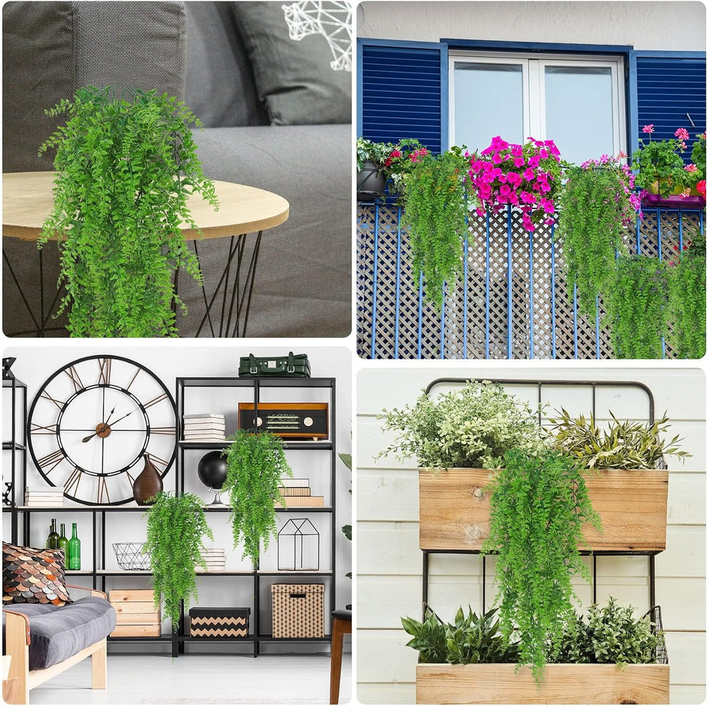Huryfox Künstliche Pflanzen Hängend Farn Ranken - Kunststoff Ivy Blätter Dekoration für Innen und Außenbereiche, Künstliche Blattpflanzen Deko für Wohnzimmer, Küche, Balkon, Garten, Schlafzimmer