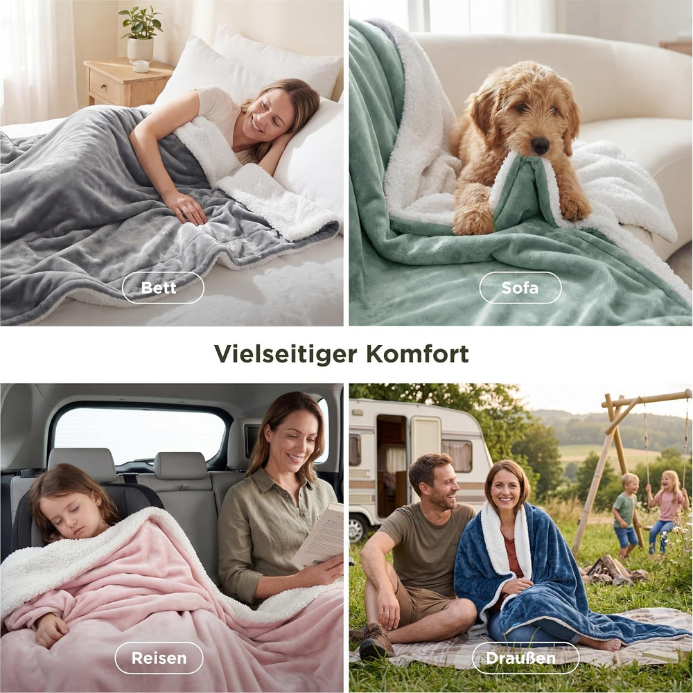 BEDSURE Sherpa Kuscheldecke Flauschig 150x200 - Sofadecke, Grau