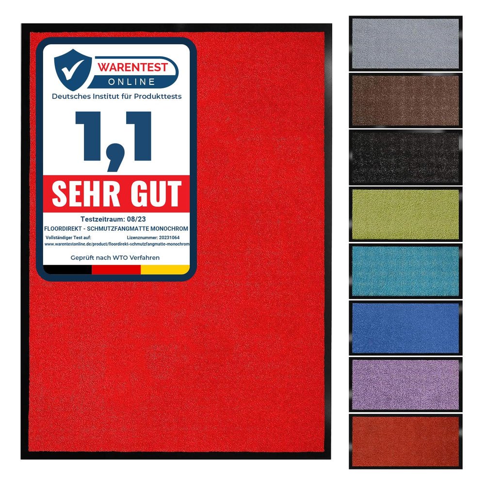 Floordirekt Schmutzfangmatte Monochrom | Fussmatte in 10 Größen & 8 Farben | Türmatte für innen & außen (40 x 60 cm, Schwarz)