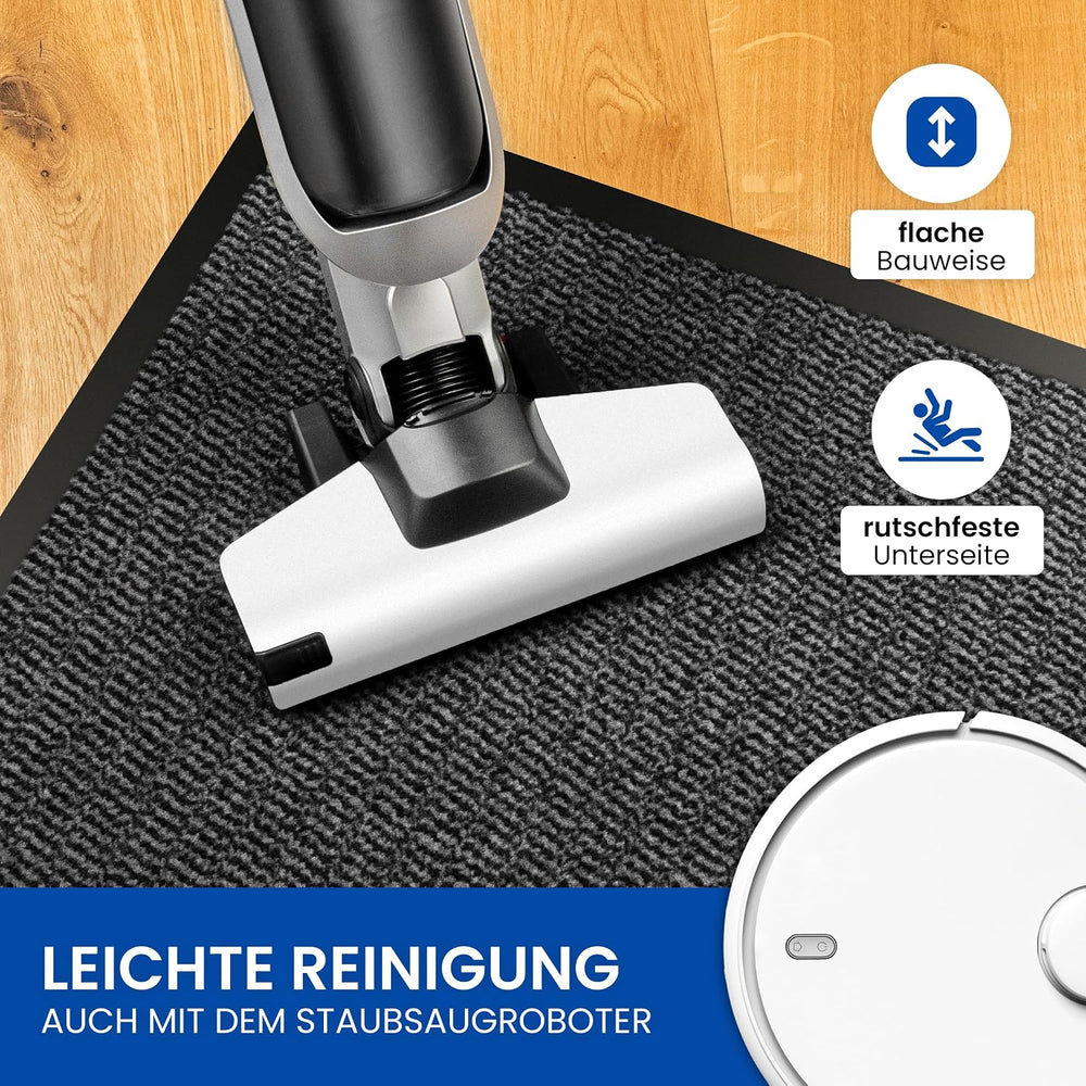Gentle North Hochwertige Fußmatte grau schwarz 40x60cm groß für Innen & Außen - Schmutzfangmatte rutschfest, waschbar & wetterfest - für Eingangsbereich & Aussenbereich - Läufer Flur dünn