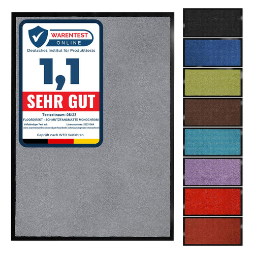Floordirekt Schmutzfangmatte Monochrom | Fussmatte in 10 Größen & 8 Farben | Türmatte für innen & außen (40 x 60 cm, Schwarz)