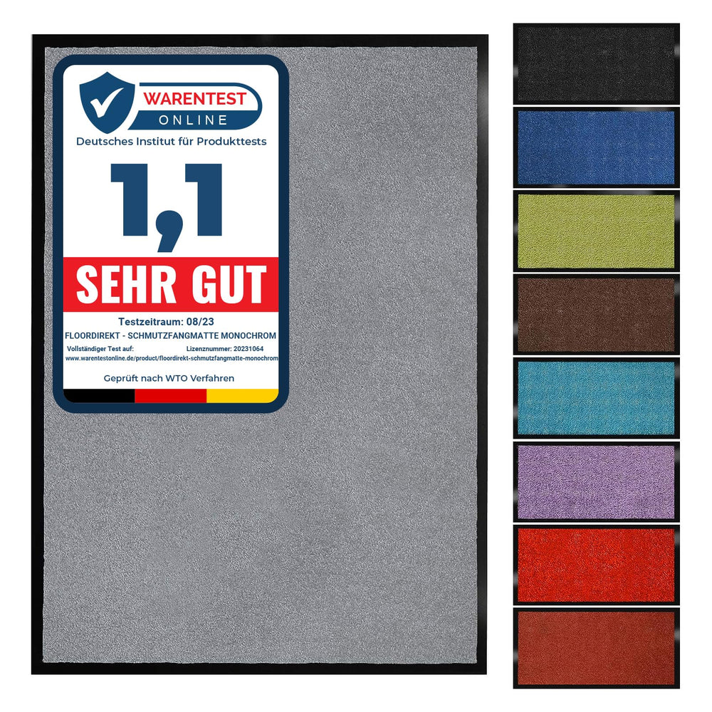 Floordirekt Schmutzfangmatte Monochrom | Fussmatte in 10 Größen & 8 Farben | Türmatte für innen & außen (40 x 60 cm, Schwarz)