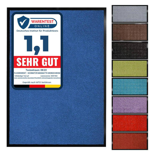 Floordirekt Schmutzfangmatte Monochrom | Fussmatte in 10 Größen & 8 Farben | Türmatte für innen & außen (40 x 60 cm, Schwarz)