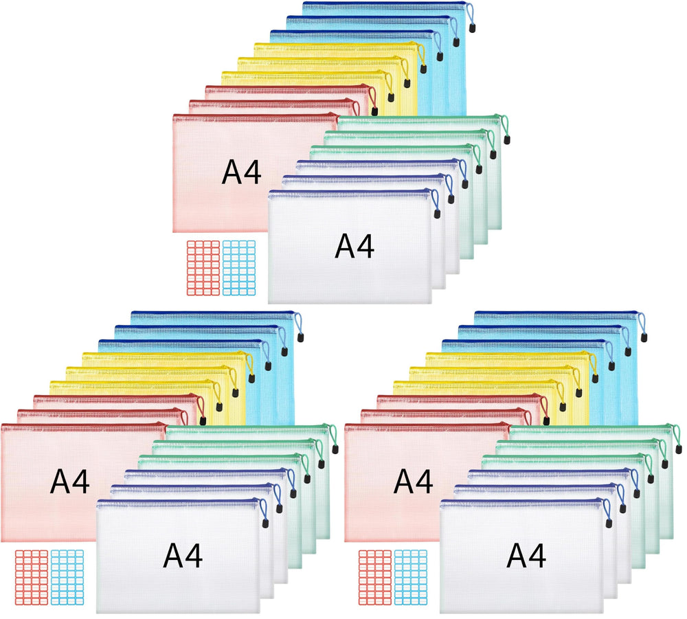 Hemiks 15 Stück Dokumententaschen A4+A5+A6, Dokumentenmappe Wasserabweisend