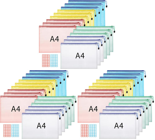 Hemiks 15 Stück Dokumententaschen A4+A5+A6, Dokumentenmappe Wasserabweisend