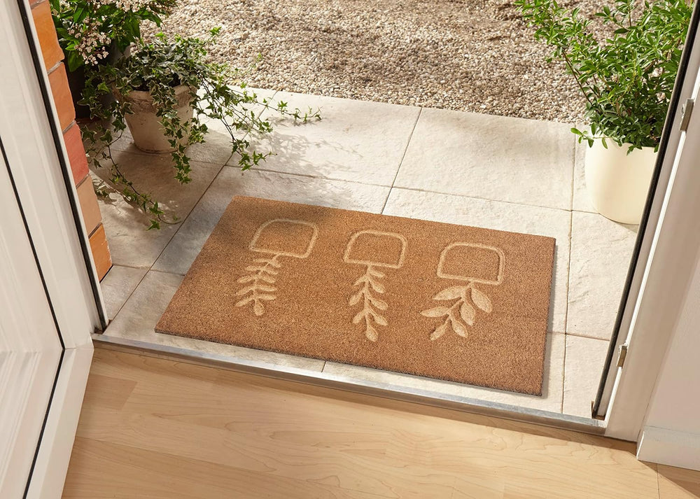 Hanse Home Kokos Fußmatte für Innen 45x75cm – Fussmatte Kokosmatte Schmutzfangmatte Blumen Flower Design, rutschfest für Eingangsbereich & überdachten Außenbereich – Natur