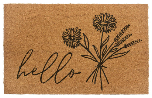 Hanse Home Kokos Fußmatte für Innen 45x75cm – Fussmatte Kokosmatte Schmutzfangmatte Blumen Flower Design, rutschfest für Eingangsbereich & überdachten Außenbereich – Natur