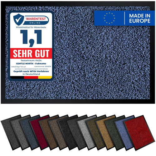 Gentle North Hochwertige Fußmatte grau schwarz 40x60cm groß für Innen & Außen - Schmutzfangmatte rutschfest, waschbar & wetterfest - für Eingangsbereich & Aussenbereich - Läufer Flur dünn