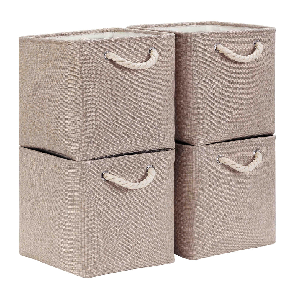 Mangata Stoff Aufbewahrungsbox 33x33x33 cm Faltbar Helles Khaki Weiß 1er Pack