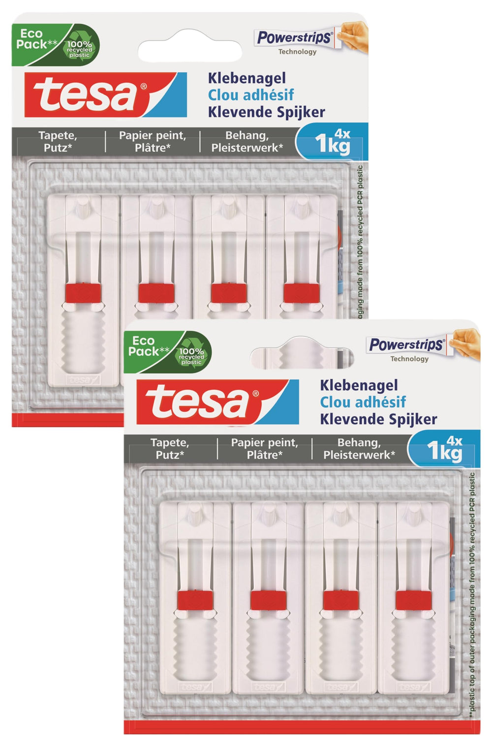 tesa Klebenagel für Tapete & Putz, verstellbar - 4 Nägel inkl. tesa Strips